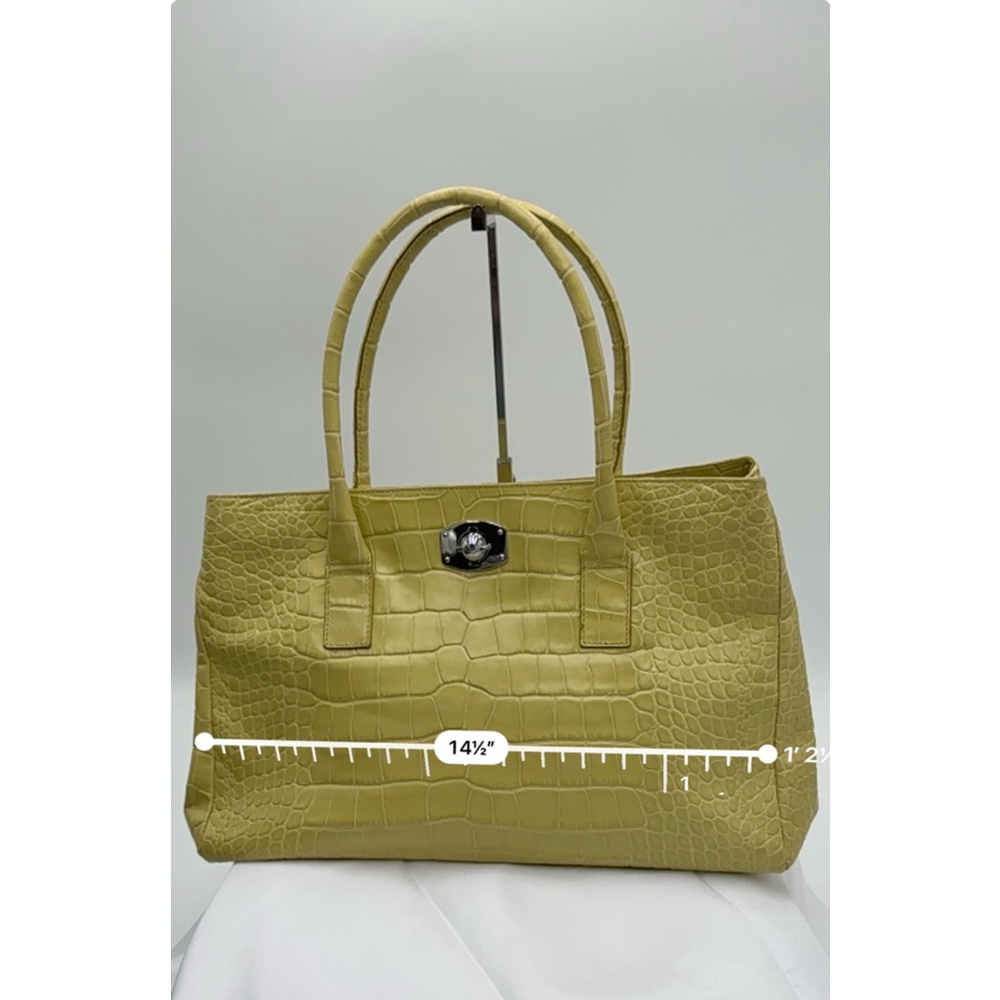 Furla Lime Croc-Embossed Leather Top-Handle Tote - Picture 9 of 14